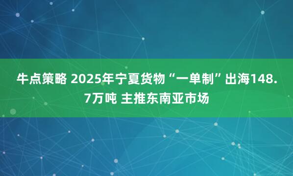 牛点策略 2025年宁夏货物“一单制”出海148.7万吨 主推东南亚市场